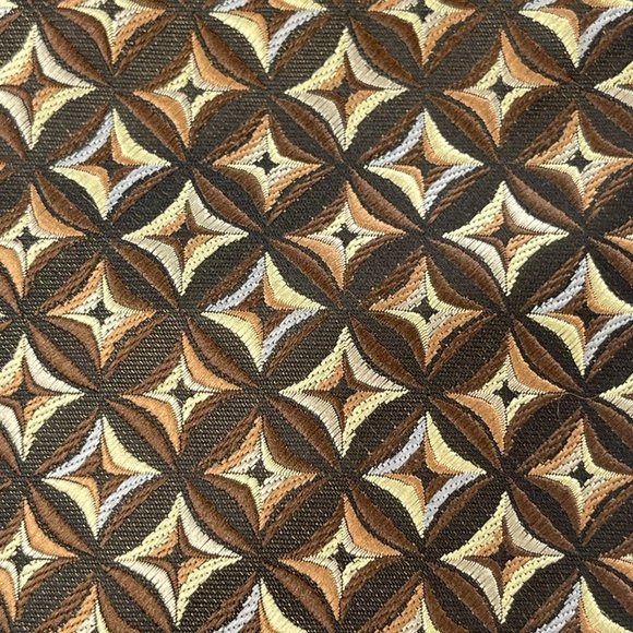 Stafford Mens Neck Tie Brown Geometric Print Woven Polyester - Picture 3 of 13